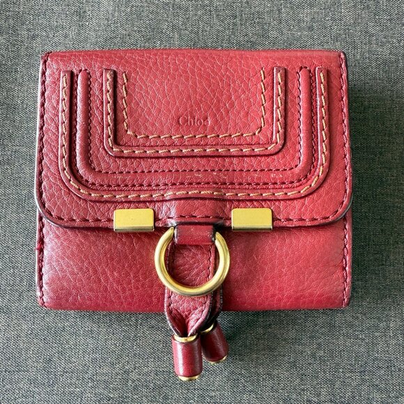 Chloe Marcie Square Red Leather Wallet - Picture 1 of 8